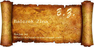 Balczek Zina névjegykártya